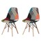 Fabulaxe Modern Fabric Patchwork Chair w/Wooden Legs for Kitchen, Dining Room, Entryway, Living Room, PK 2 QI004328.2 - alternate 1